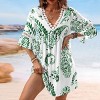 Women's Green/Pink Paisley V-Neck Mini Beach Dress - Cupshe - 3 of 4