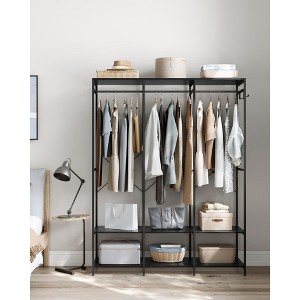 SONGMICS Clothes Rack, Iron and Wood Wardrobe Closet Organizer, Heavy Duty Garment Rack with Hanging Rods - 1 of 4