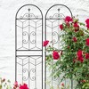 Hrinhom 4-Panel Metal Garden Trellis,Arched Plant Support,Decorative Fence - 3 of 4