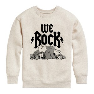 Boys' - Peanuts - We Rock Charlie Brown And Snoopy Graphic Long Sleeve Fleece Sweatshirt - 1 of 4