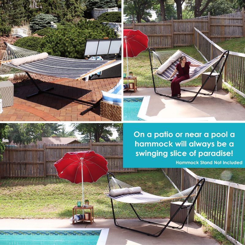 Sunnydaze Two-Person Quilted Fabric Hammock with Spreader Bars - 450 lb Weight Capacity, 6 of 23