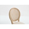 Gulches Set of 2 French Country Dining Chairs, Beige Cotton Linen Upholstery with Natural Rattan Back, Carved Solid Wood Frame - 2 of 4