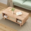 MAYEERTY 44-Inch Natural Modern Square Wooden Coffee Table - With Rattan Drawer for Living Room - 2 of 4