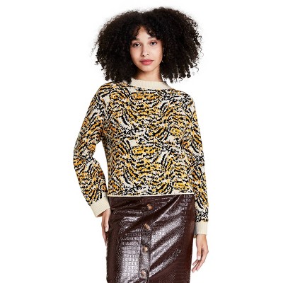 Women's Animal Print Crewneck Pullover Sweater - Rachel Comey x Target Cream XXS