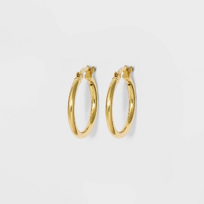 Sterling Silver Round Thin Hoop Earrings - A New Day™ Gold