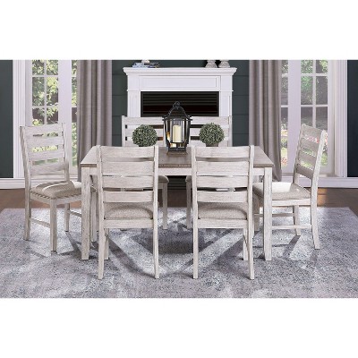 NicBex 5PCS/7PCS Dining Table Set,Rectangular Dining Table with Brown Tabletop and 4/6 Upholstered Chairs for Kitchen/Apartment,Beige
