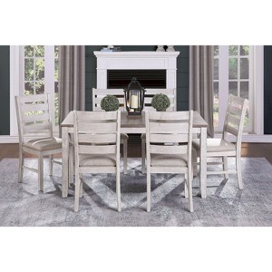 NicBex Dining Table Set for 6 Farmhouse Grayish White and Brown Finish Dining Set with 6 Side Chairs for Kitchen - 1 of 4