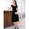 INSPIRE CHIC Women Off Shoulder Velvet High Waist Vintage A-Line Cocktail Evening Dress - 3 of 4