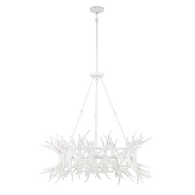 Matte White Antler 8-Light Rustic Chandelier