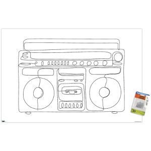 Trends International LINE AND BRUSH - Continuous Line Boombox Unframed Wall Poster Prints - 1 of 4