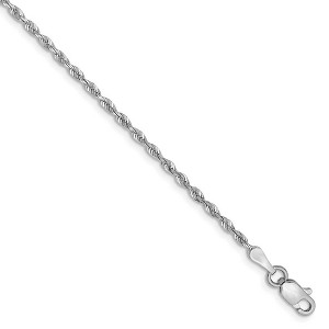 Black Bow Jewelry 1.85mm 10k White Gold D/C Quadruple Rope Chain Anklet - 1 of 4