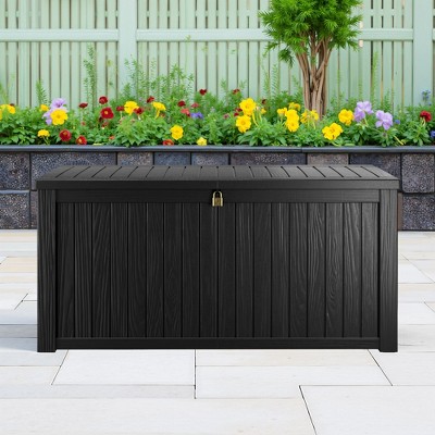 Wooakway 180 Gallon Waterproof All-Weather Storage Box Deck Box Indoor and Outdoor Use