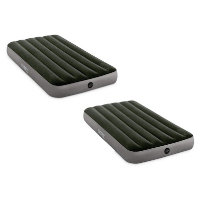 Intex 64763E Standard Dura Beam Downy Air Mattress Bed with Built In Foot Pump, Queen (2 Pack)