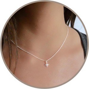 Sterling Silver Star Necklace Tiny Cubic Zirconia North-Star Charm Pendant Necklace - 1 of 4