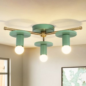 Rennnsan Thomas 17.52" 3-Light Dimmable Modern Sputnik Semi-Flish Mount Light in Gold & Green - 1 of 4