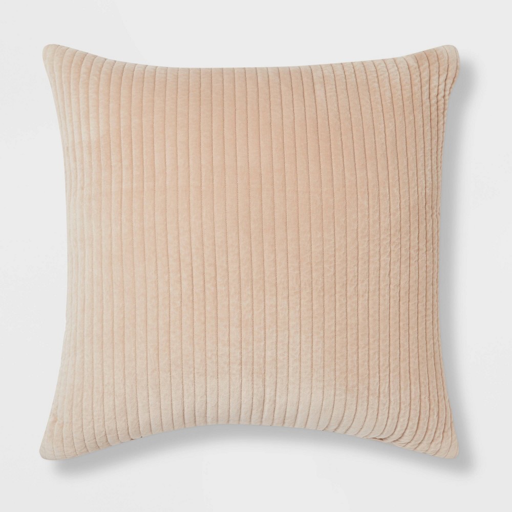 Oversized Quilted Cotton Velvet Square Throw Pillow Neutral - Threshold