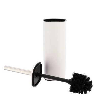 Evideco French Home Goods Square Metal Toilet Brush and Holder Sturdy Handle, Splash Guard, Removable Inner Protection