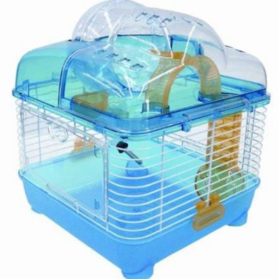 YML Clear Plastic Dwarf Hamster Mice Cage with Ball on Top Blue