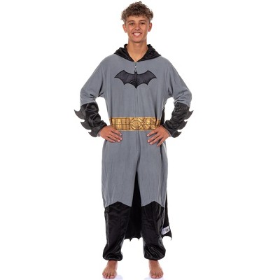 Batman Costume Union Suit Onesie One Piece Pajama Outfit With Mask Hood and Cape