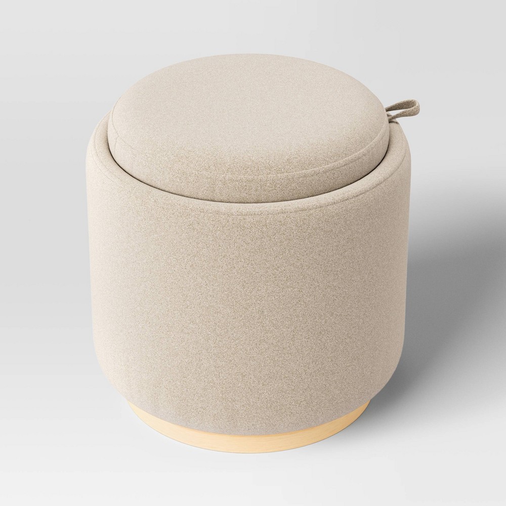 Round Upholstered Storage Ottoman Beige - Room Essentials™