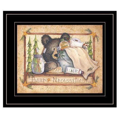 ChicFurnit Wall Art Bear Necessities Framed Print Modern Rustic Design for Living Room, Multicolor, 13"*1"*11"