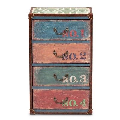 Amandine Multicolor Wood 4-Drawer Accent Chest with Brass Handles