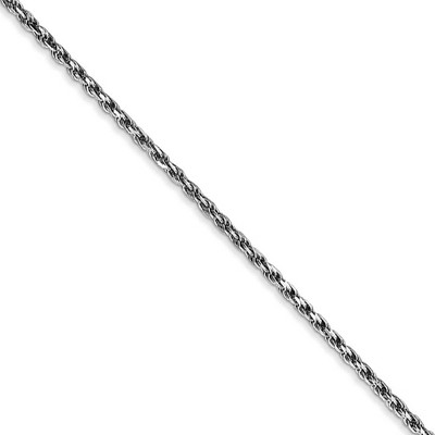Black Bow Jewelry 1.6mm, 10k White Gold Diamond Cut Solid Rope Chain Necklace