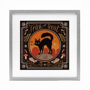 Stupell Industries Trick Or Treat Cat & Rats Framed Print Under Glass, Gray, 13" x 13" - 1 of 4