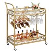 Gold Bar Carts with 2-Tiers Storage Shelves£¬Mobile Kitchen Seving Carts on Wheels - 3 of 4