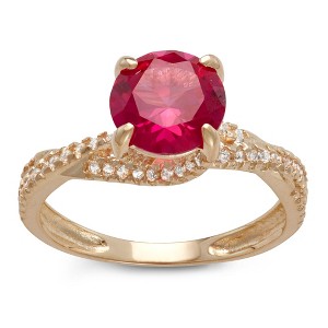 Designs By Gioelli 10K Yellow Gold Lab Created Ruby Ring - 1 of 3