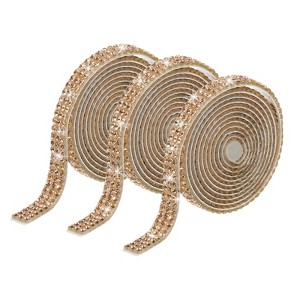 Unique Bargains Self-Adhesive DIY Crafts Decorations Crystal Rhinestone Diamond Ribbon 3 Rolls - 1 of 4