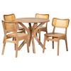 Baxton Studio Camilo Mid-Century Modern Oak Brown Finished Wood and Rattan 5-Piece Dining Set - 2 of 4