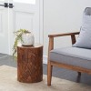 Contemporary Teak Wood Accent Table Dark Brown - Olivia & May: Round, No Assembly, Spot Clean - 2 of 4