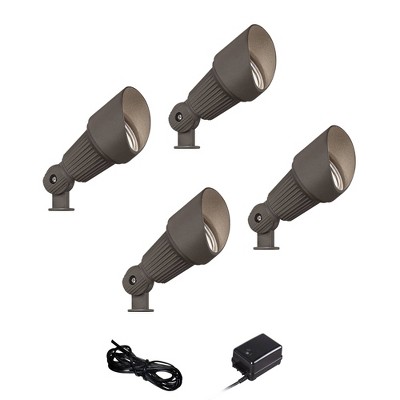 John Timberland Hooded Bronze 6-Piece LED Landscape Spot Light Set