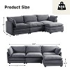 Hyleory Corduroy L-Shaped Sectional Sofa, 3-Seater Couch with Movable Ottoman, Modular Living Room Furniture for Apartments - 3 of 4