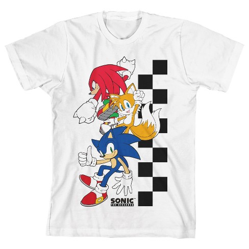 Checkered Sonic The Hedgehog, Tails And Knuckles Youth Boy's White ...