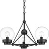 Progress Lighting Spatial Collection, 3-Light Semi-Flush Convertible Fixture, Matte Black, Clear Globe Shades - 4 of 4
