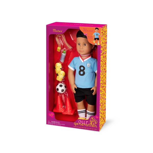 Nuestra Generación Mateo Muñeco Articulado de 18" en Uniforme de Fútbol con Accesorios 6