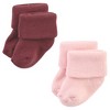 Hudson Baby Infant Girl Cotton Rich Newborn and Terry Socks, Solid Pink Neutral - 3 of 4