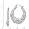 Black Bow Jewelry Sterling Silver Diamond-Cut Oval Shrimp Hoop Earrings, 35mm (1-3/8 in) - 2 of 3