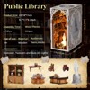 Aoibox Book Nook Kit DIY Miniature Wooden House Puzzle Public Library Bookshelf Decoration with LED Light Dust Cover Craft Gift for Teens Women - 2 of 4