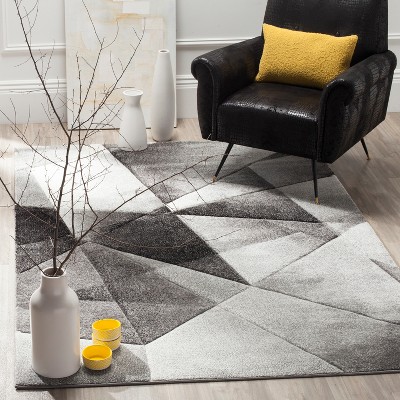 Gray Floral Hand-knotted Synthetic Area Rug