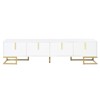 TiramisuBest White Black Rectangle TV Stand for TVs up to 80 Inch High Gloss UV Surface Contemporary Console Drawers Cabinets Living Room - 3 of 4