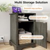 RoyalCraft Farmhouse Nightstand with Charging Station, Rustic End Table with Shelf and Storage for Bedroom or Home Office, Dark Grey - 2 of 4
