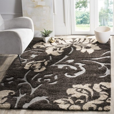 Cozy Haven Dark Brown and Smoke Plush Shag Area Rug 6' x 9'