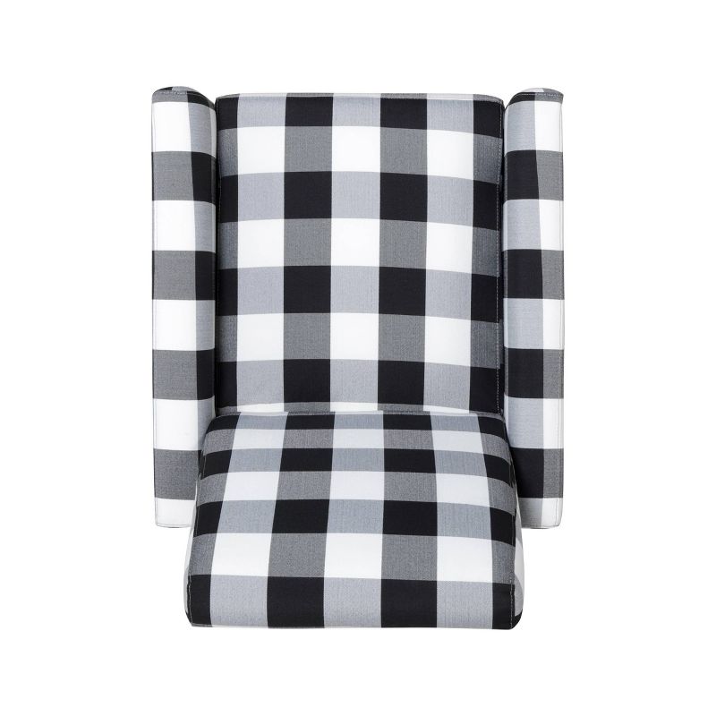 Foxhill Contemporary Fabric Upholstered Push Back Recliner Black Checkerboard/Espresso - Christopher Knight Home, 6 of 8