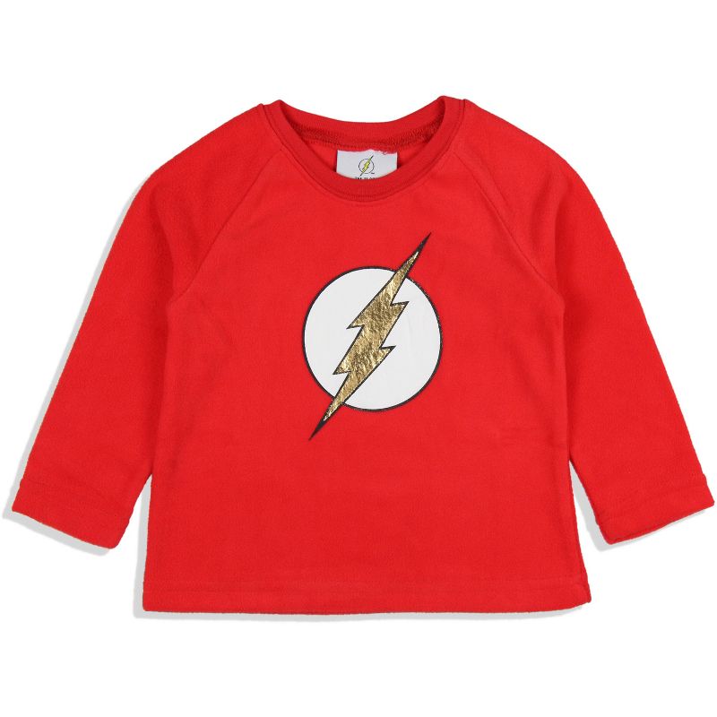 DC Comics Toddler Boys' Classic The Flash Logo Raglan Sleep Pajama Set Red, 2 of 5