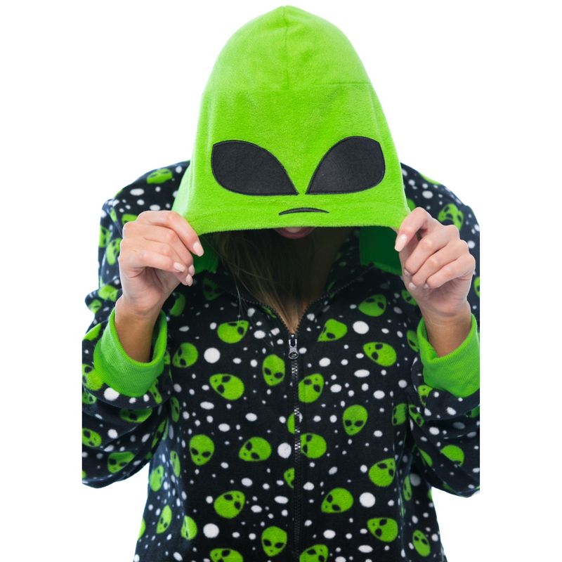 Just Love One Piece Alien UFO Adult Onesie Hooded Halloween Pajamas, 2 of 6
