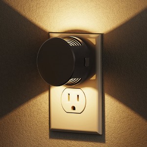 YANSUN 2-Pack 1W Plug-In Light Sensor Night Lights, Round Wall-Mounted Design, 3000K Warm Light, 3-Step Dimming, US Plug - 1 of 4