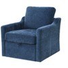 Gulches 360¡ã Swivel Arm Chair  Navy Blue Chenille Fabric Chair with USB+TYPEC Charging, Book Pocket & UnderSeat Storage - 3 of 4